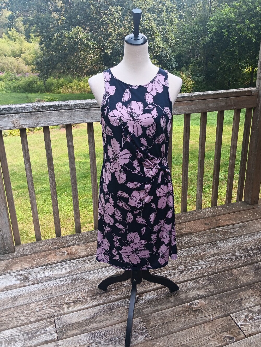 Beacon Pink Navy Blue Sleeveless  Mini Dress Medium Cottagecore Garden Party - Picture 5 of 10